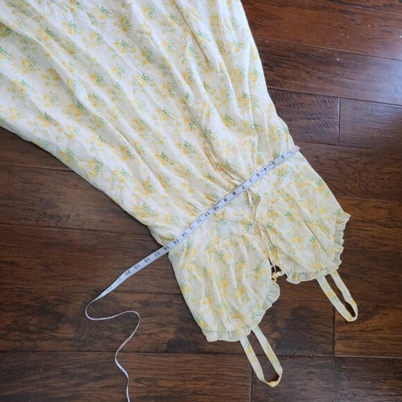 Scarlet Darkness Milkmaid Cottagecore Midi Floral Dress Yellow Size 2X - Picture 6 of 10